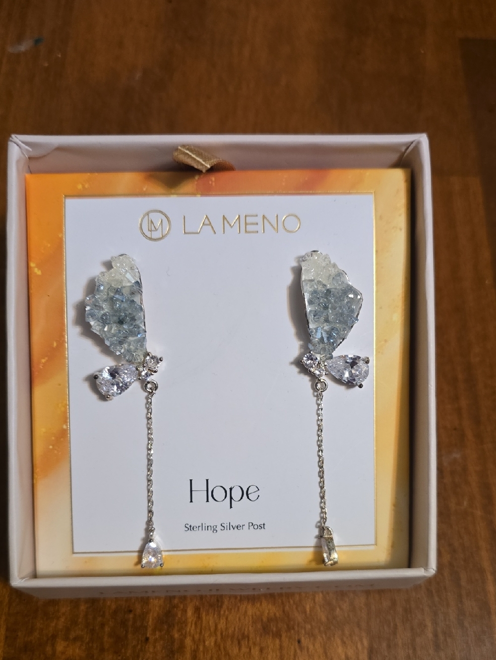 Sterling Silver Blue Crystal Drop Earrings